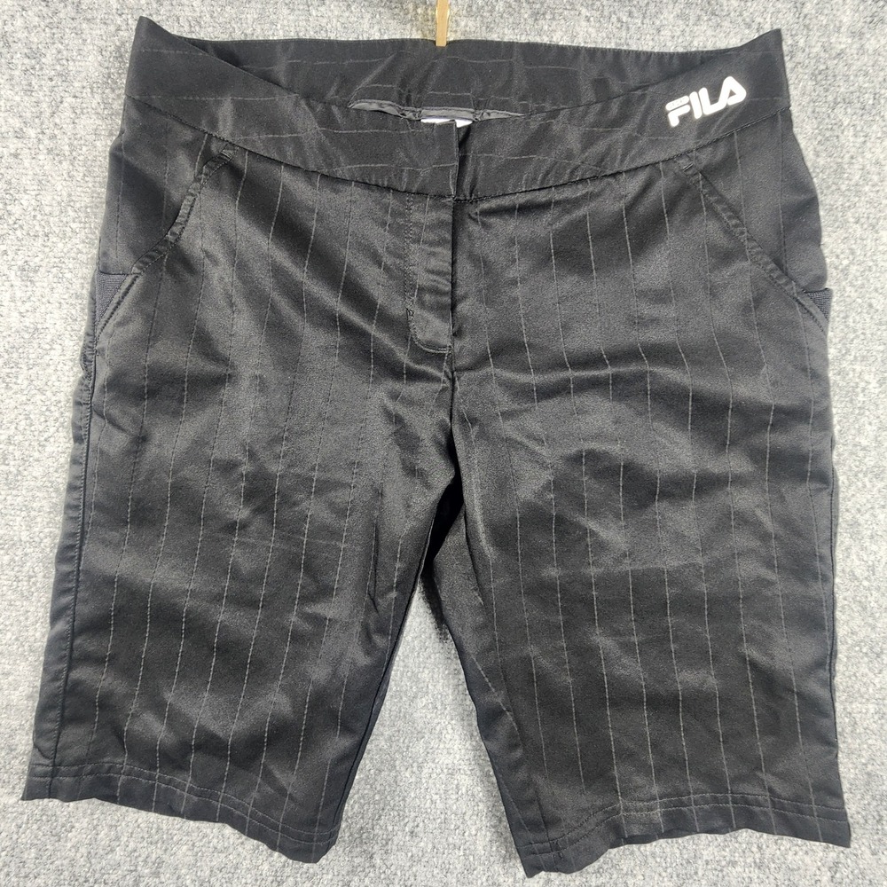 Fila Sport Golf Shorts Womens 8 Black Pinstripe Athletic Performance Activewear